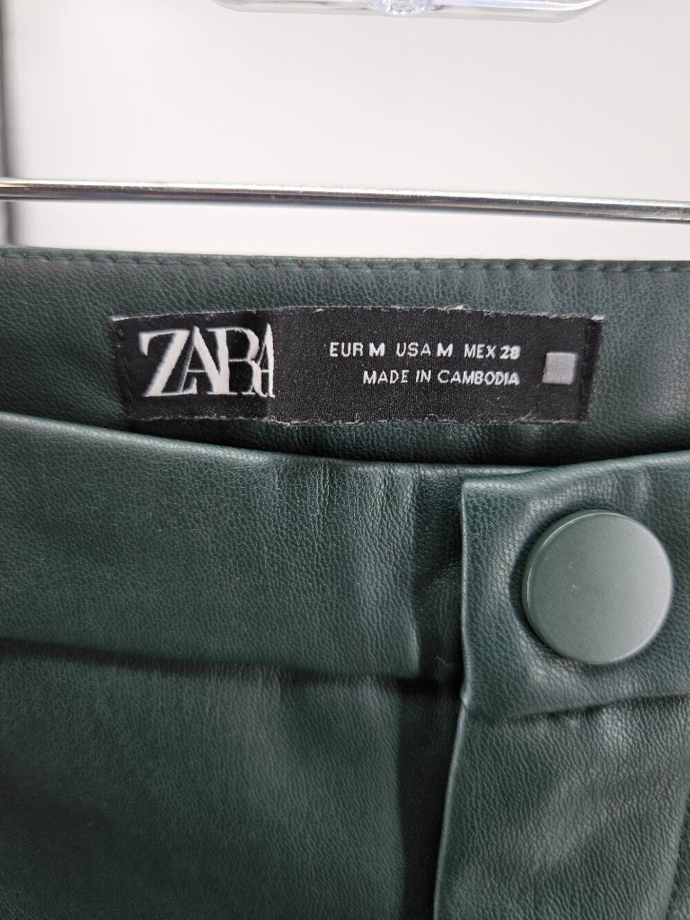Zara Faux Leather Leggings Green Women's Size M High Rise Skinny Party Nigh Out - Picture 7 of 15